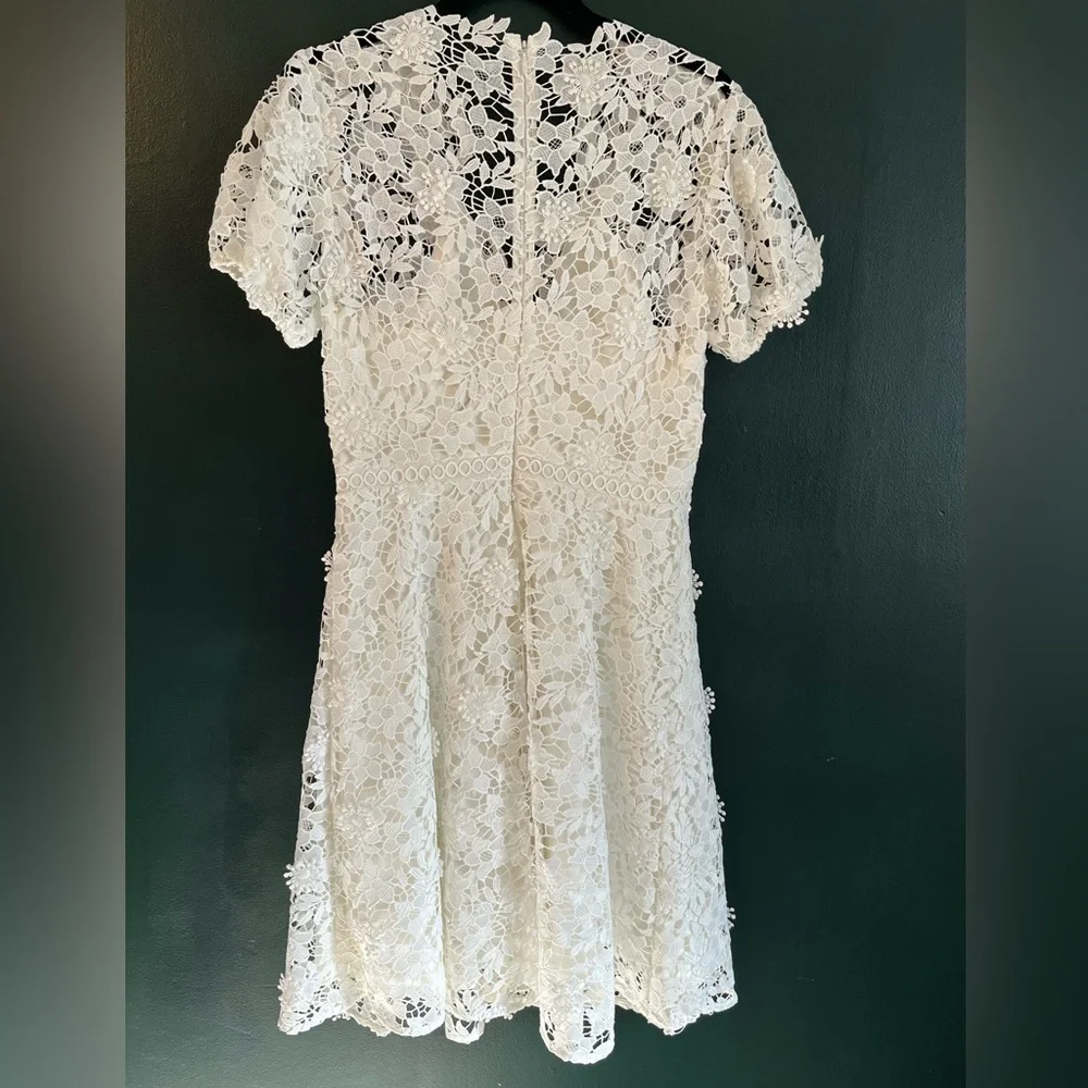 Shoshanna White Floral Lace Fit & Flare Dress Size 4 Romantic Wedding - Picture 7 of 12